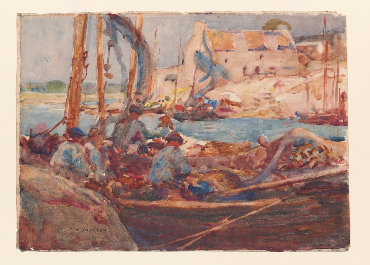 Sardinenfischerboote in Concarneau, Bretagne, um 1900 von Frederick William Jackson
