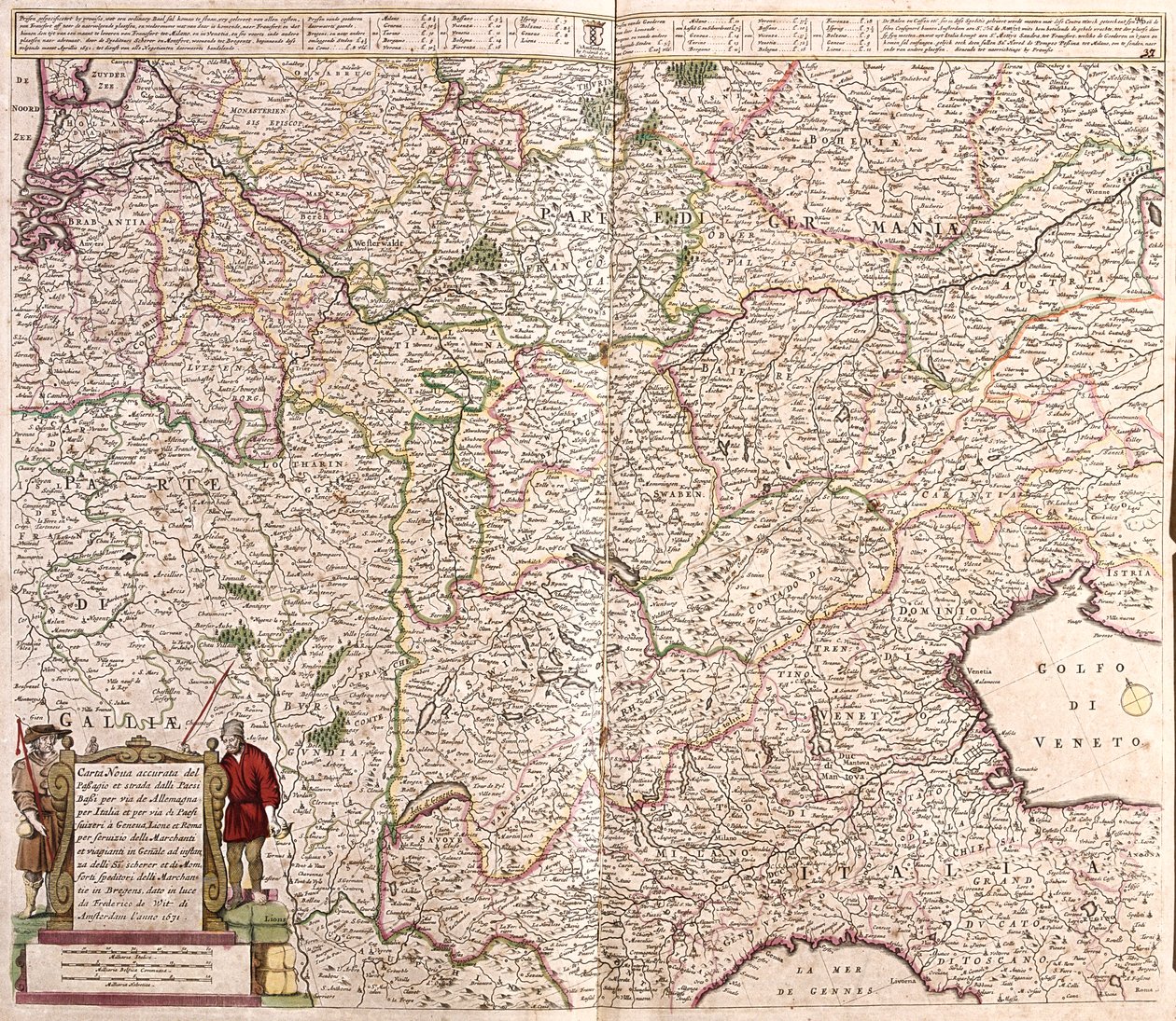 Ostfrankreich, Belgien, Schweiz, Westdeutschland, Norditalien von Frederick de Wit