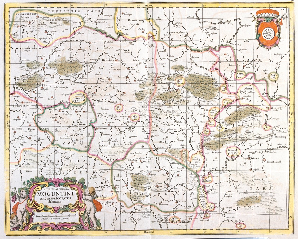 Karte des Erzbistums Mainz (Deutschland) von Frederick de Wit