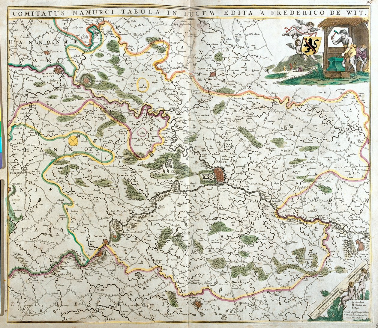 Karte der Grafschaft Namur (Belgien) von Frederick de Wit