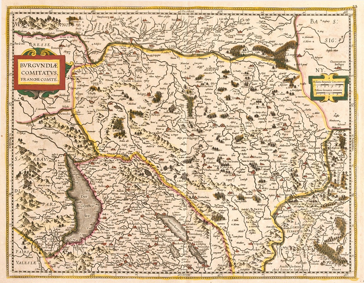 Karte der Franche-Comté (Frankreich) von Frederick de Wit