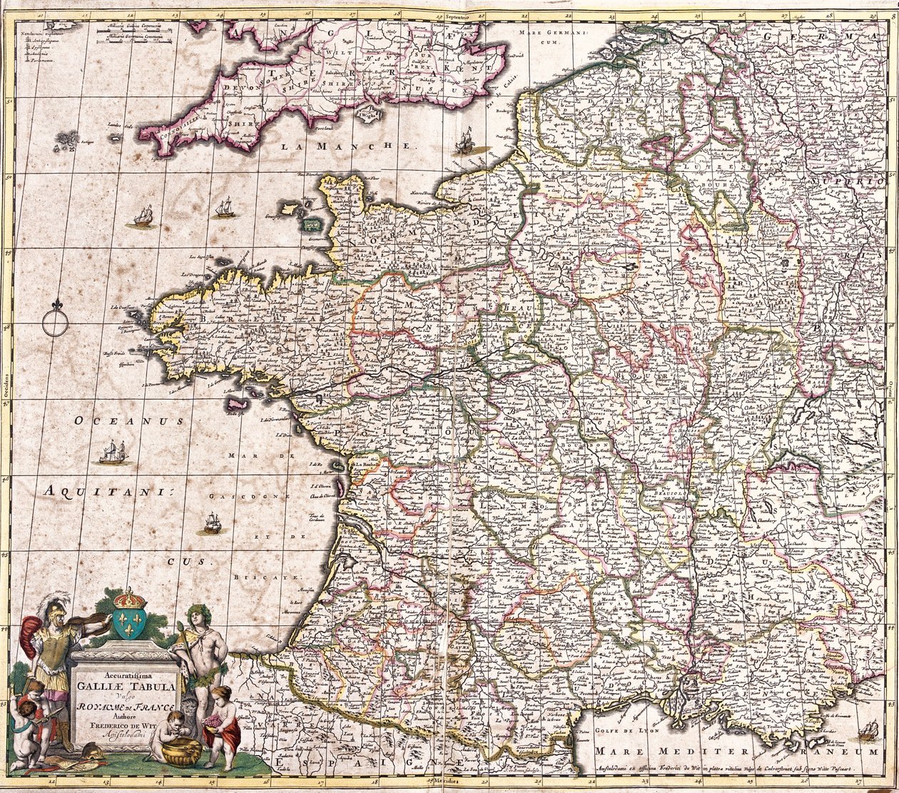 Karte des Königreichs Frankreich von Frederick de Wit