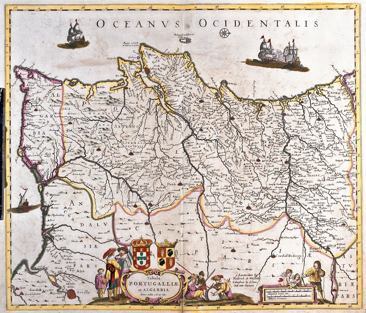 Karte der Königreiche Portugal und Algarve (Radierung) von Frederick de Wit