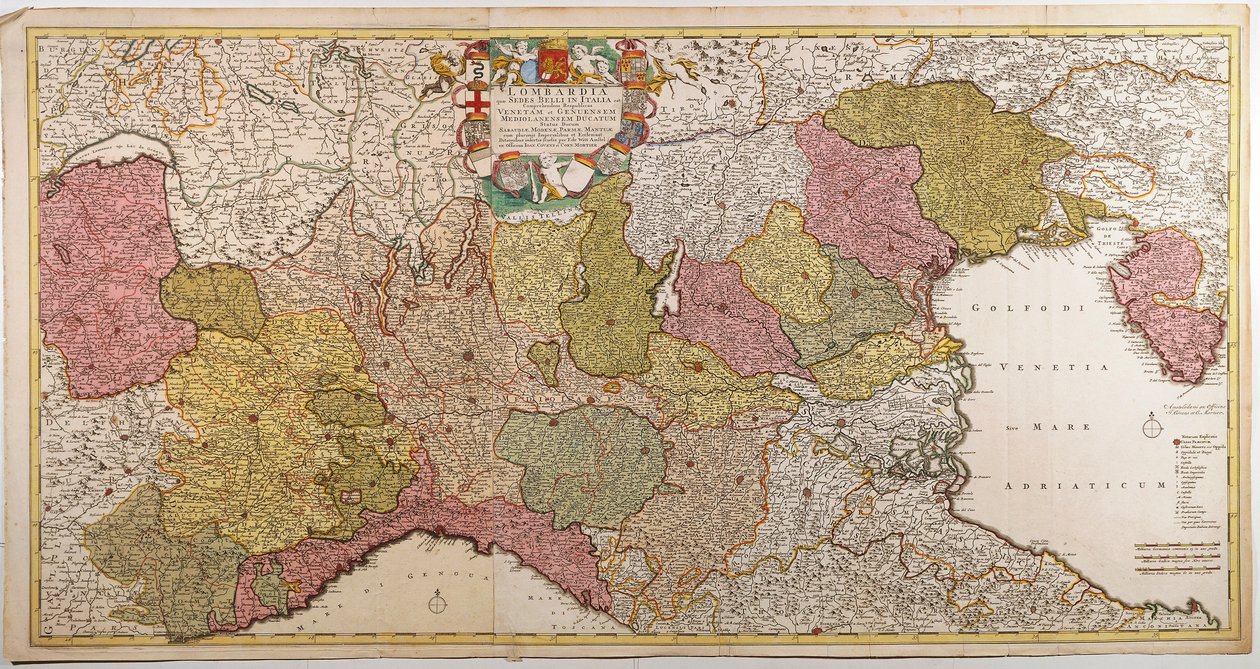 Norditalien. Karte von Frederik de Wit, Amsterdam, Kupferstich. 1705