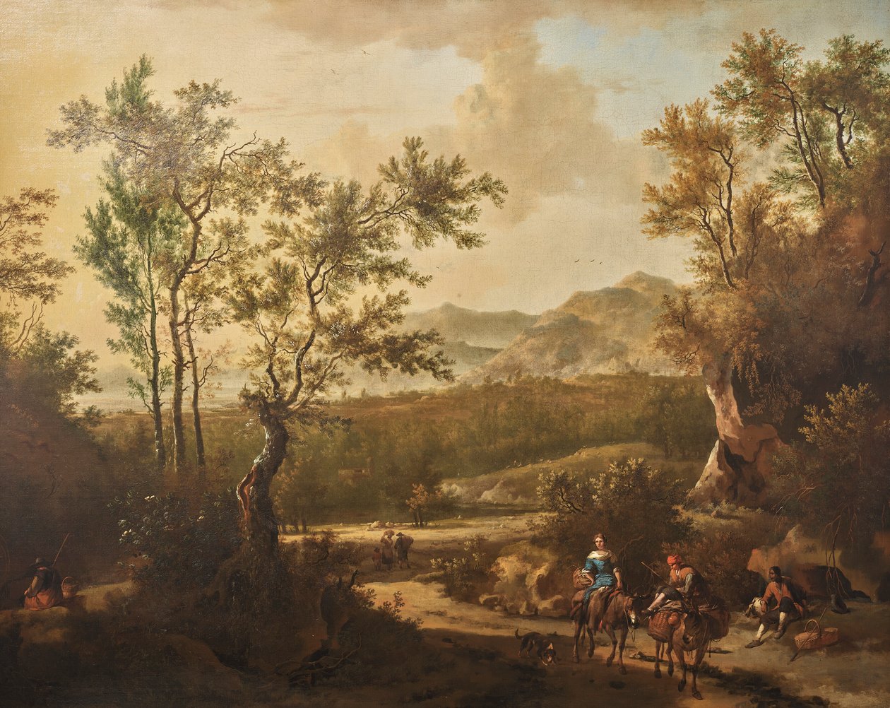 Italienische Landschaft mit Reitern auf einer Landstraße von Frederik de Moucheron