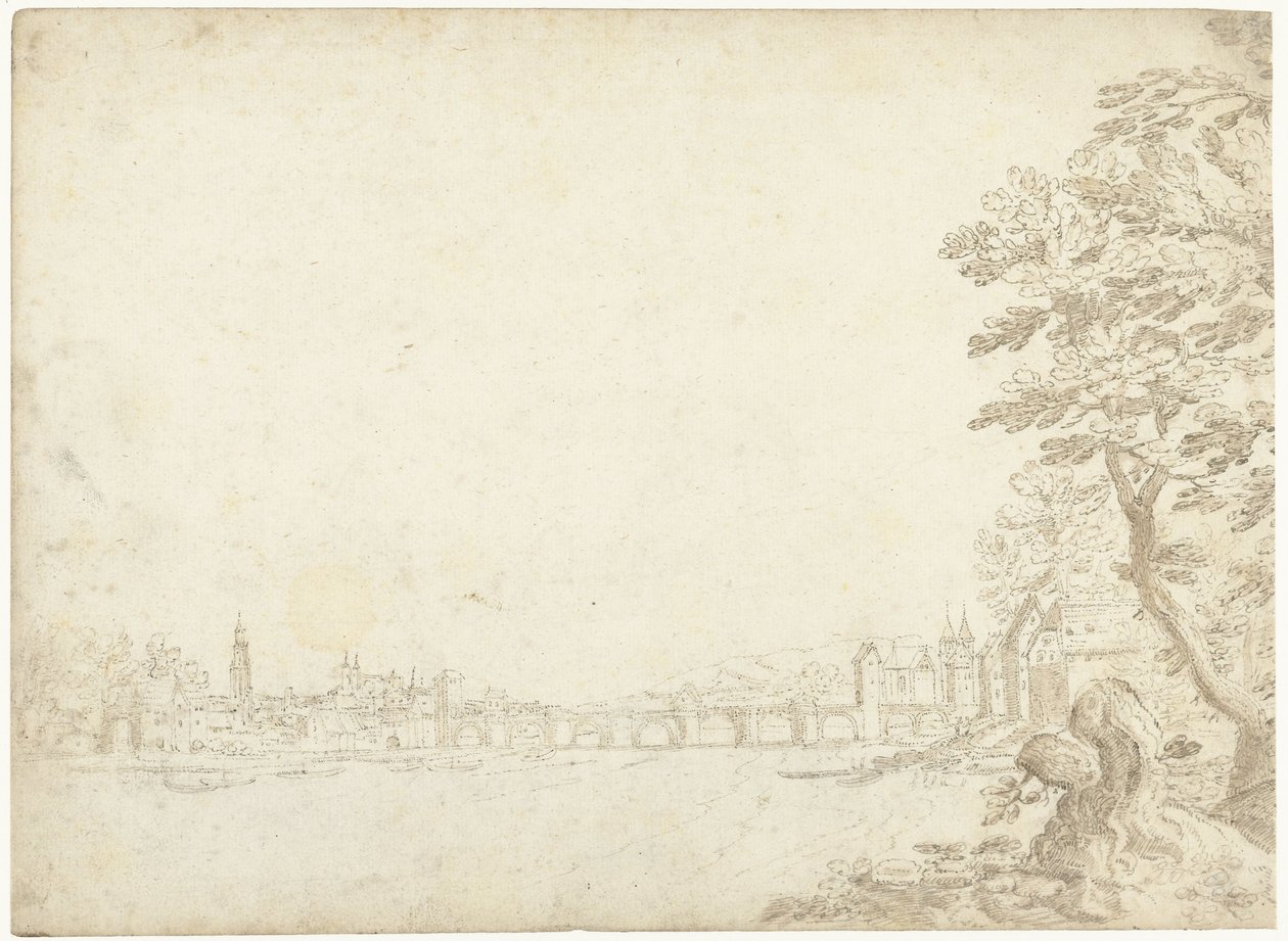 Ansicht einer Stadt an einem Fluss (der Donau?) von Frederik van Valckenborch