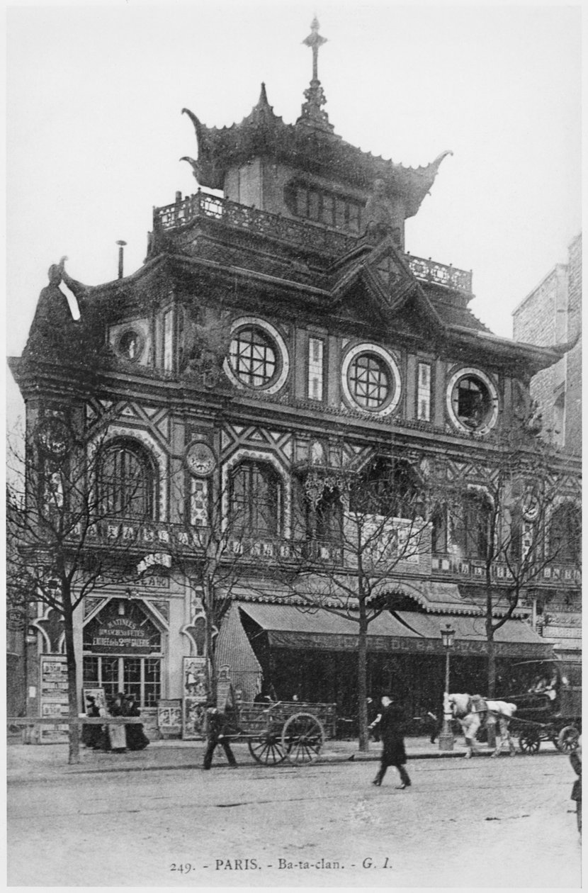 Postkarte mit Cafe-concert Ba-ta-clan, später Bataclan, 50 Boulevard Voltaire, Paris, ca. 1900 von French Photographer