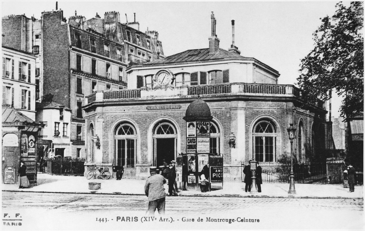 Postkarte mit der Montrouge-Station, Paris, um 1900 von French Photographer