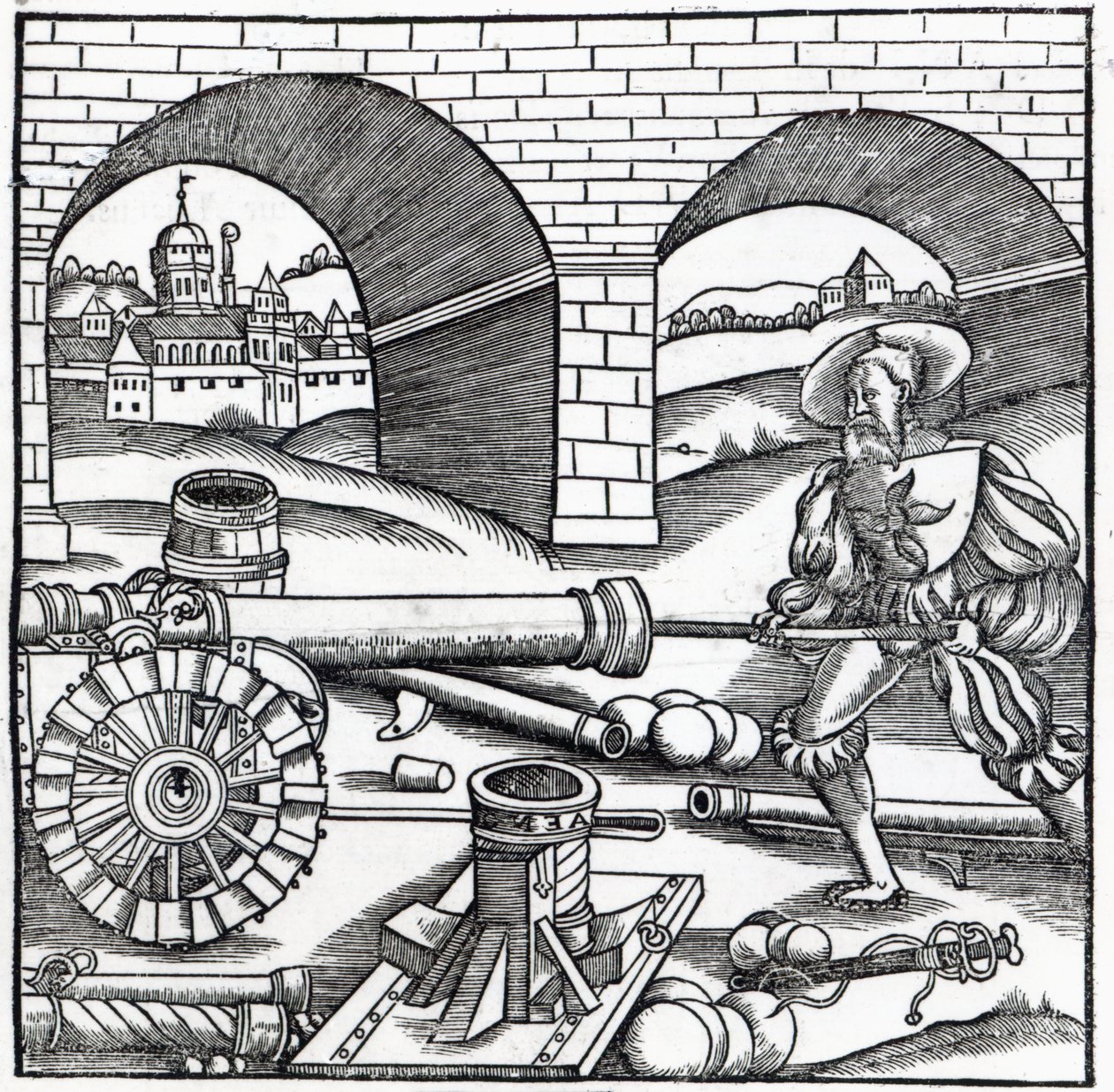 Ein Mann lädt eine Kanone, Illustration für 