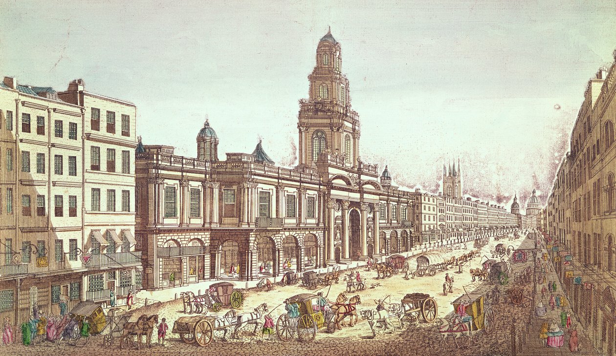 Eine Ansicht der Royal Exchange, graviert von Moithey, ca. 1754 von French School
