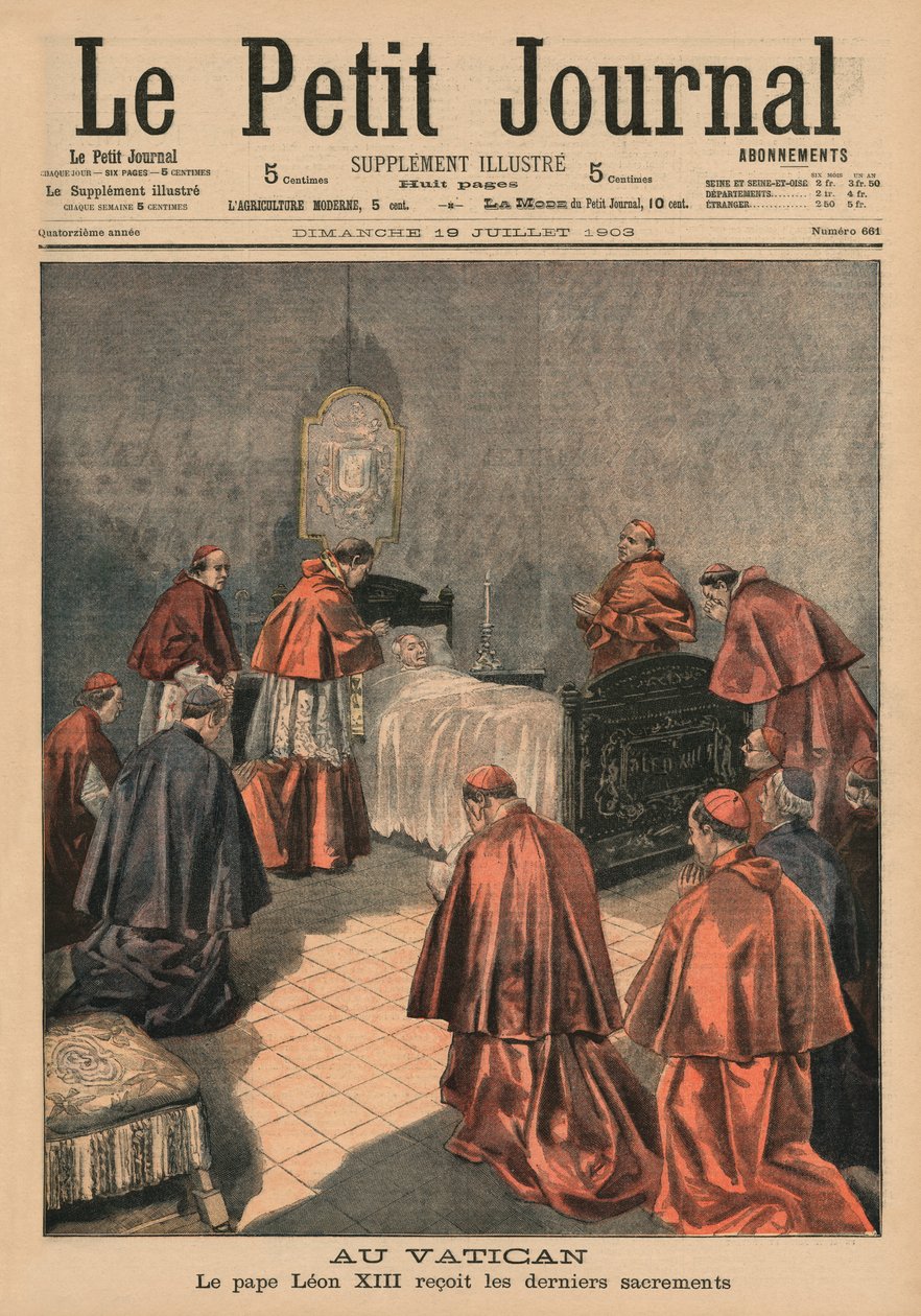 Im Vatikan, Papst Leo XIII. empfängt die letzte Ölung, Titelbildillustration aus 