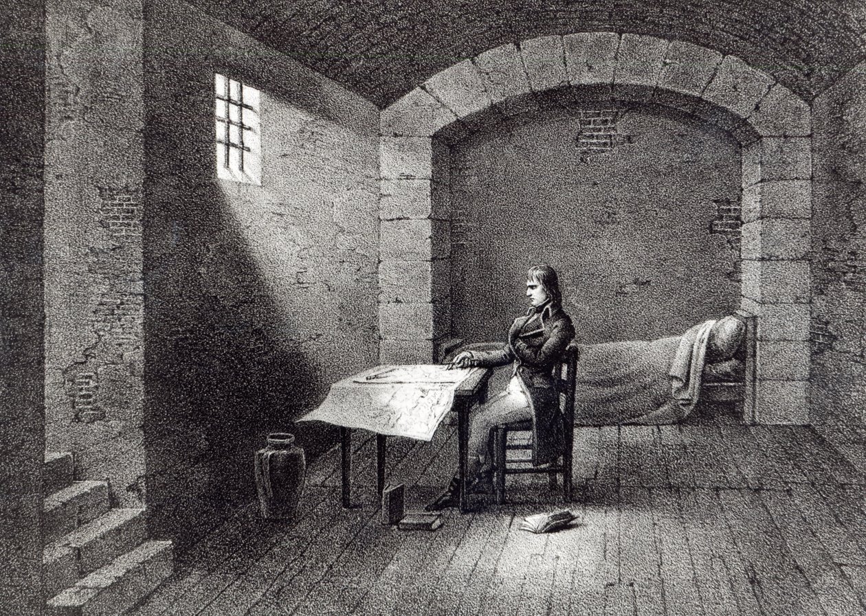 Brigadegeneral Bonaparte im Gefängnis im Fort Carré in Nizza, graviert von Jean-Baptiste Jobard (1792-1861) von French School