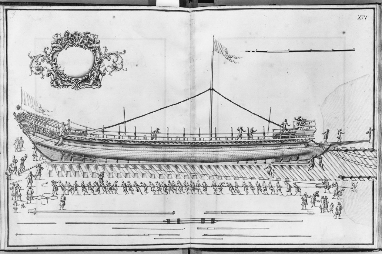 Bau, Ausrüstung und Start einer Galeere, Platte XIV von French School