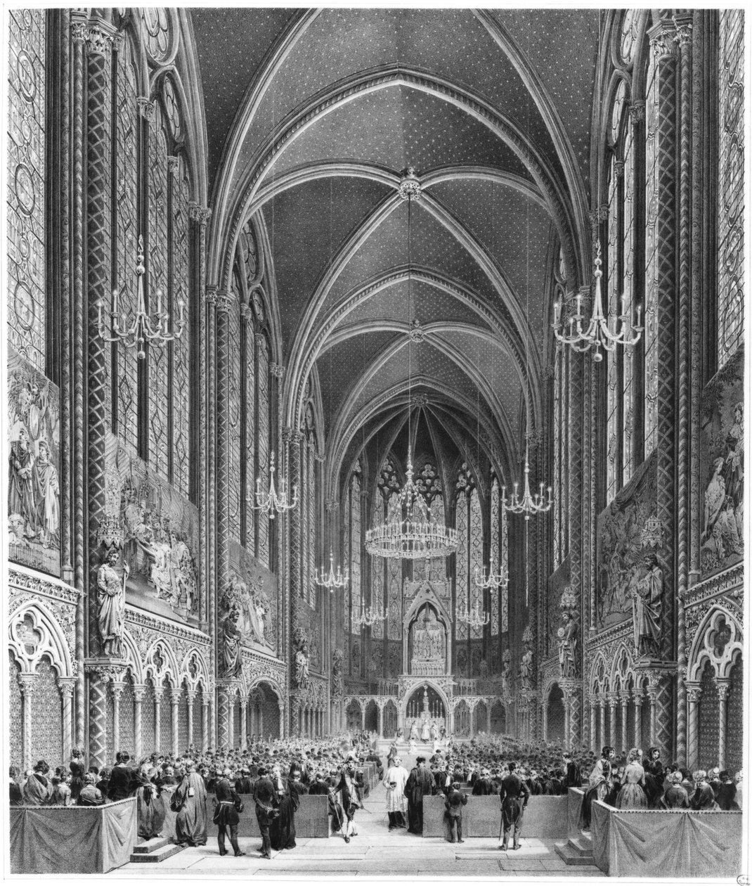 Feier der Messe für die Magistratur in der Sainte Chapelle, ca. 1849 von French School