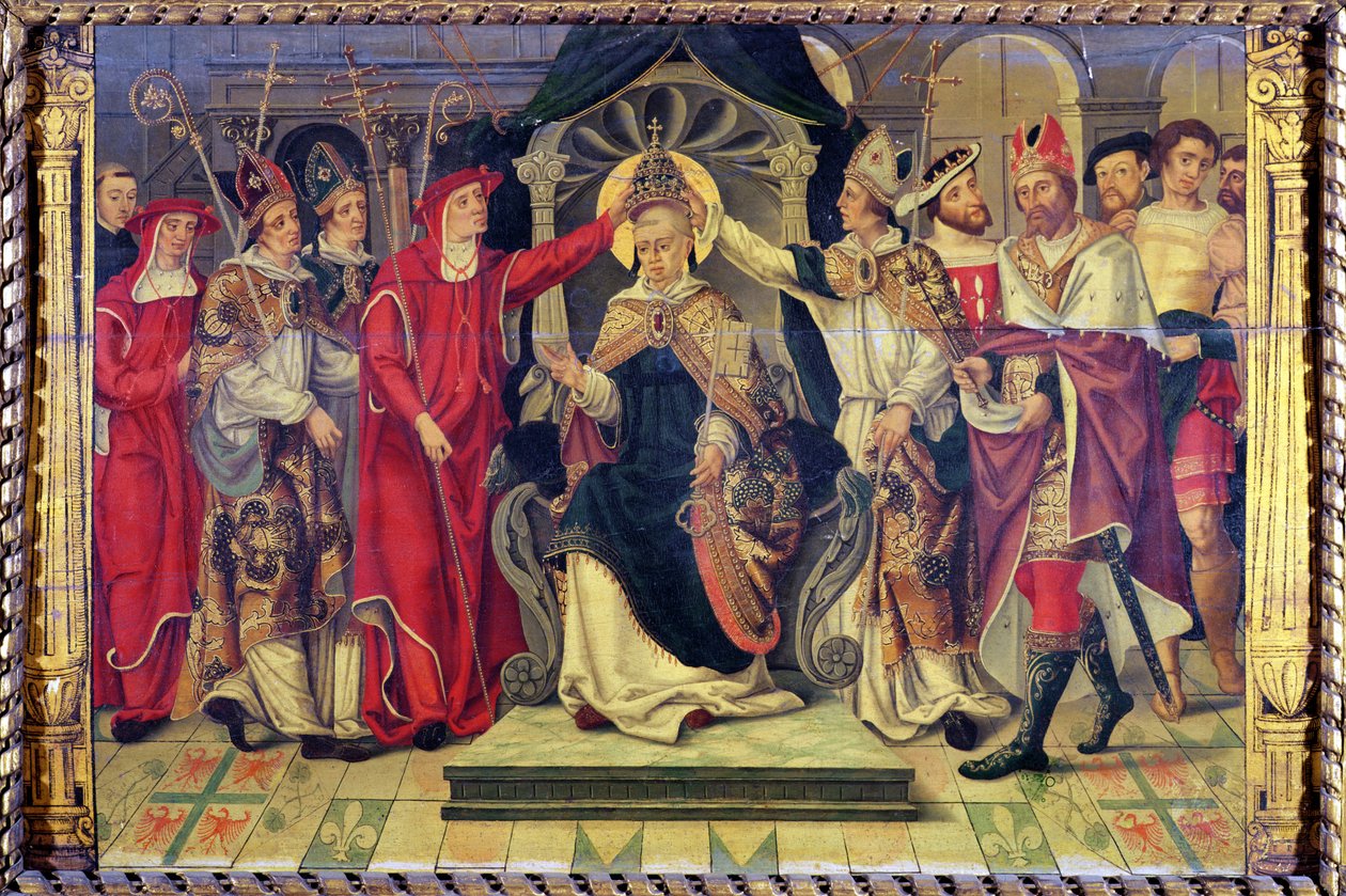 Krönung von Papst Coelestin V. im August 1294 von French School