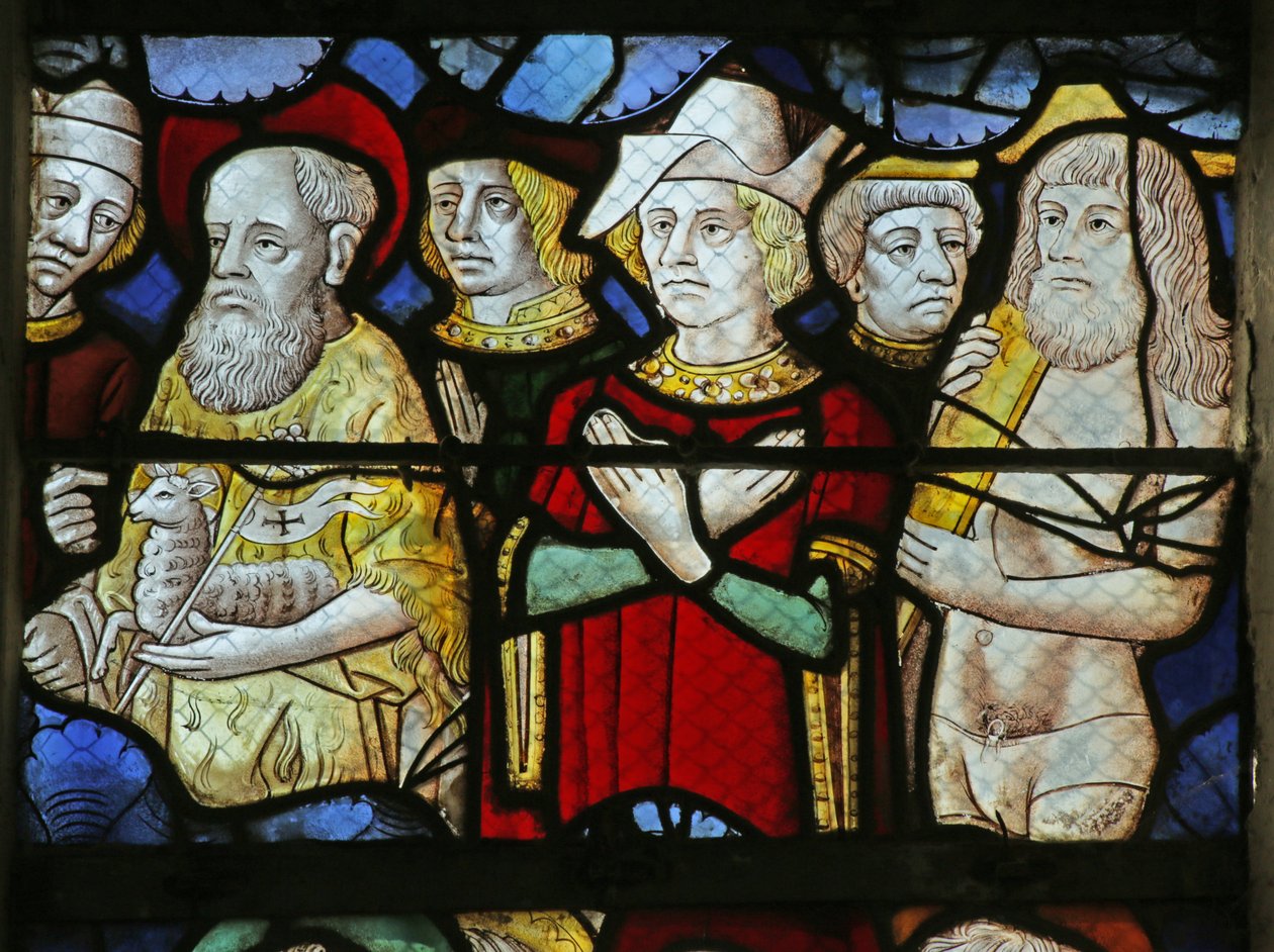 Detail des Fensters mit Darstellung von Menschen beim Zweiten Kommen Christi (Detail) von French School