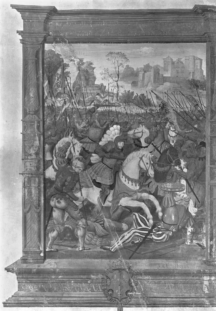 Fol.1 François I (1494-1547) stürmt in die Schlacht von Marignan, 14. September 1515 von French School