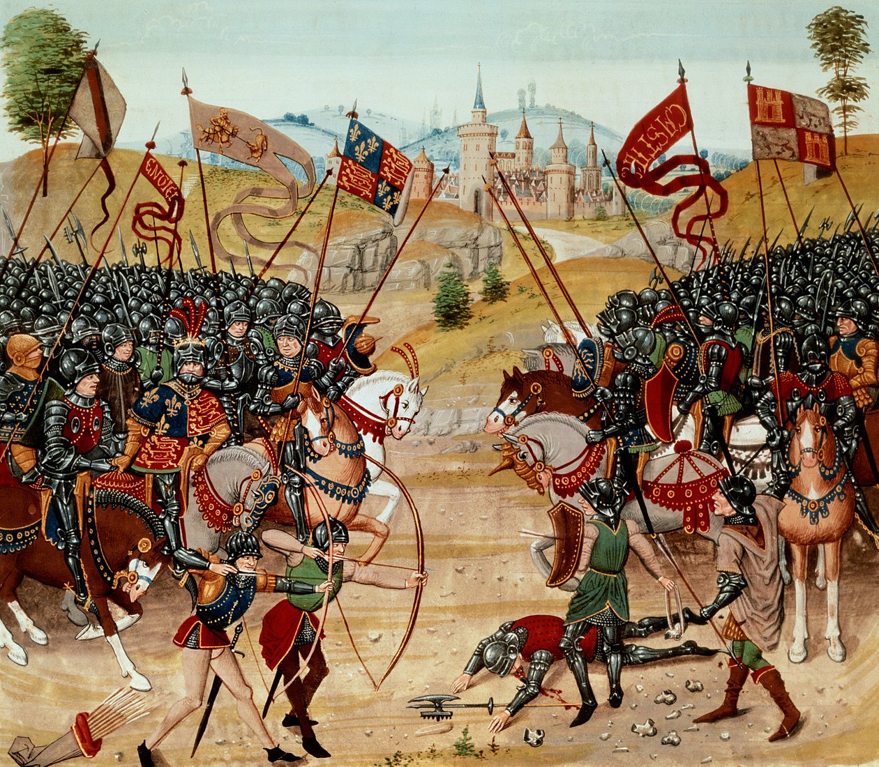 Fr 2643 f.312v Schlacht von Najera, 1367, aus Froissarts Chronik von French School