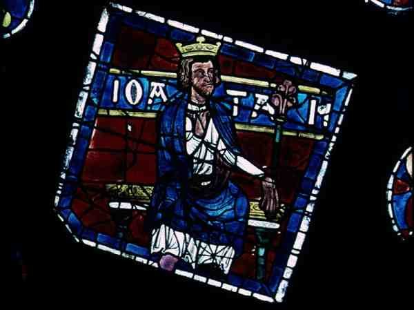 König Joath (Detail) aus dem Nordrosenfenster, ca. 1223 von French School