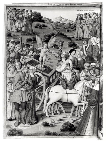 Ms.Fr.594 fol.7v Der Triumph der Liebe, aus Les Triomphes von Petrarca (1304-74) 1503 von French School