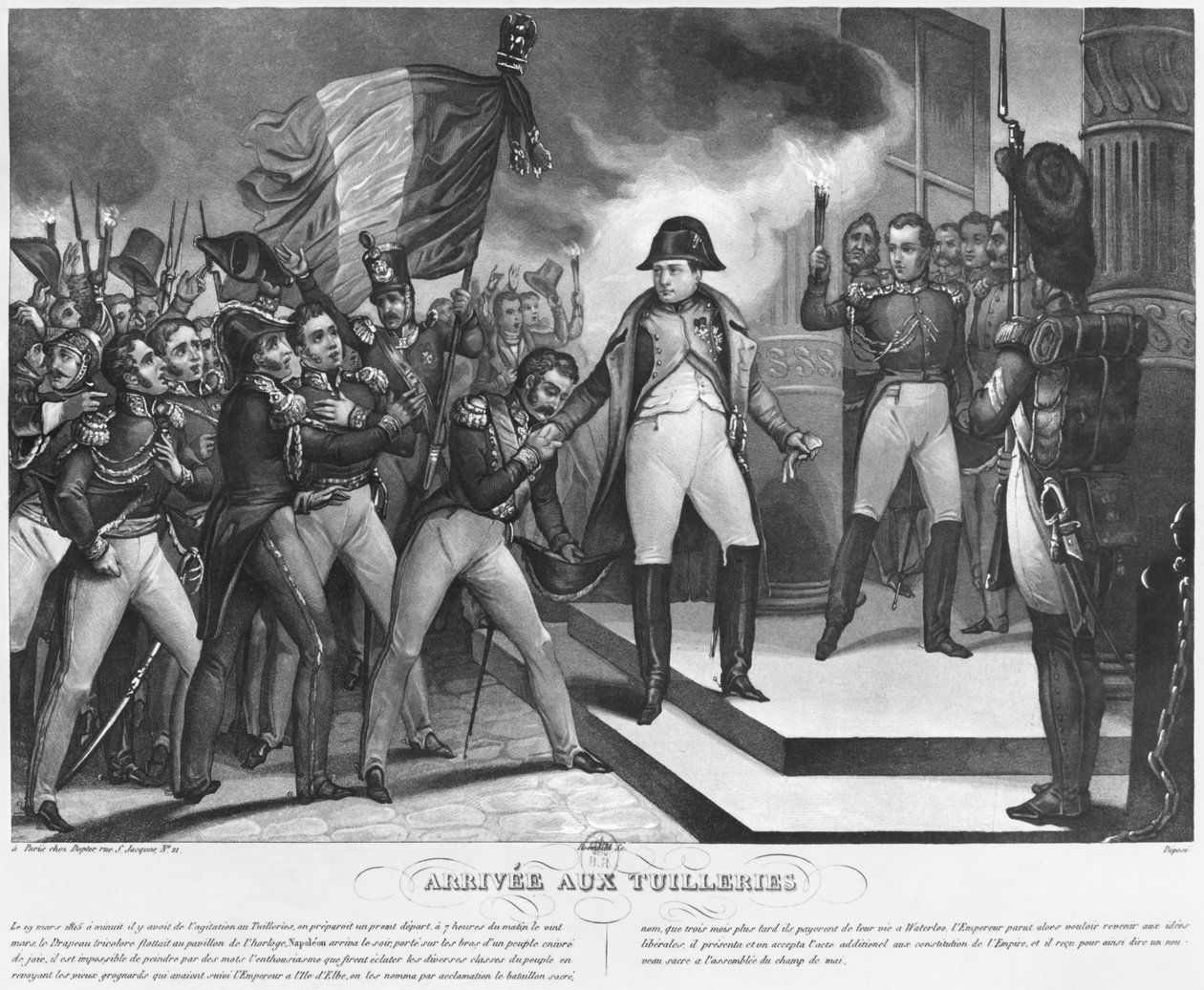 Napoleon I. (1769-1821) kommt am 20. März 1815 in den Tuilerien an, Paris, graviert von Roemhild von French School