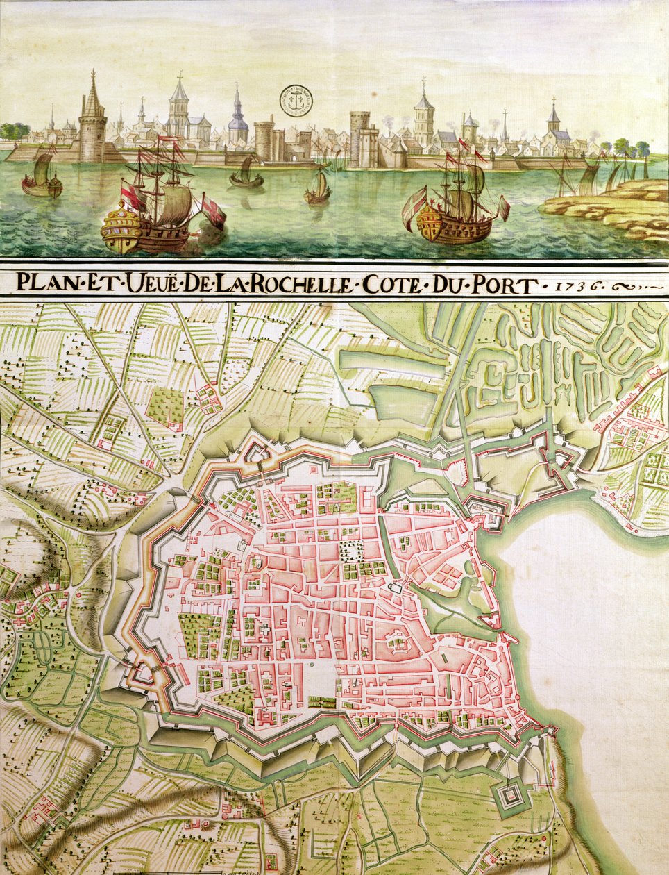 Plan der Stadt La Rochelle, 1736 von French School