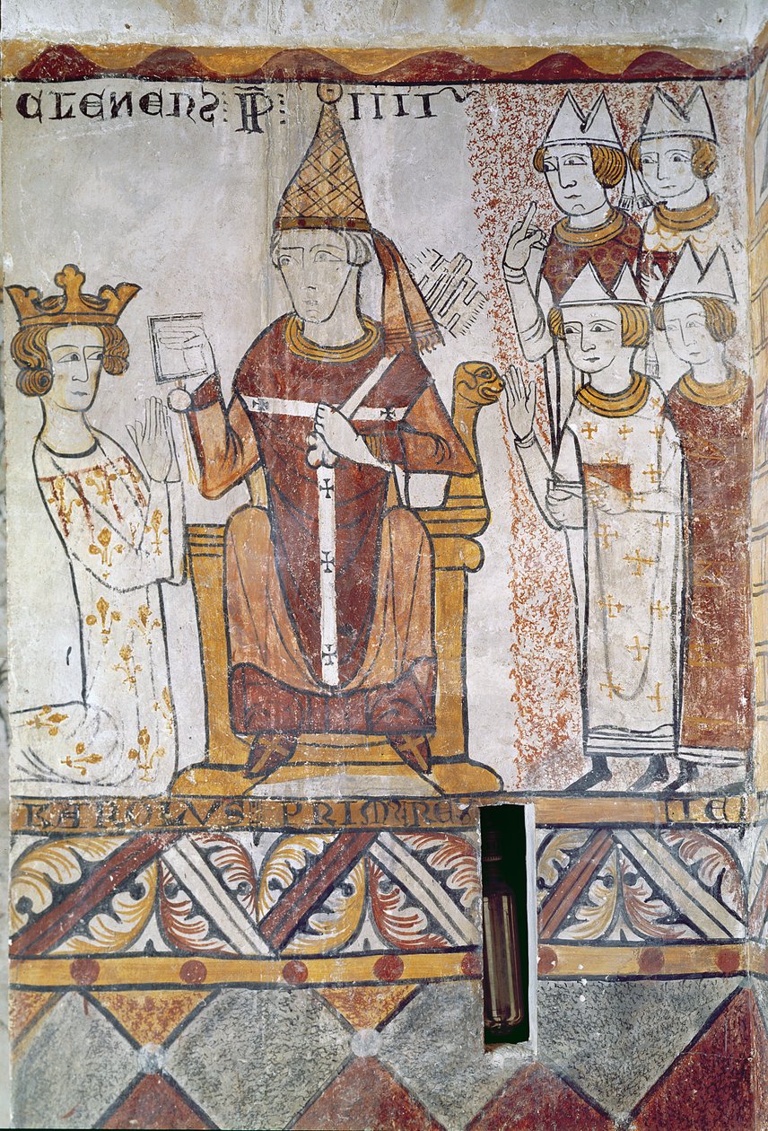 Papst Clemens IV. (ca. 1195-1268) investiert Karl von Anjou (1226-85) mit dem Königreich Sizilien, 28. Juni 1265 von French School