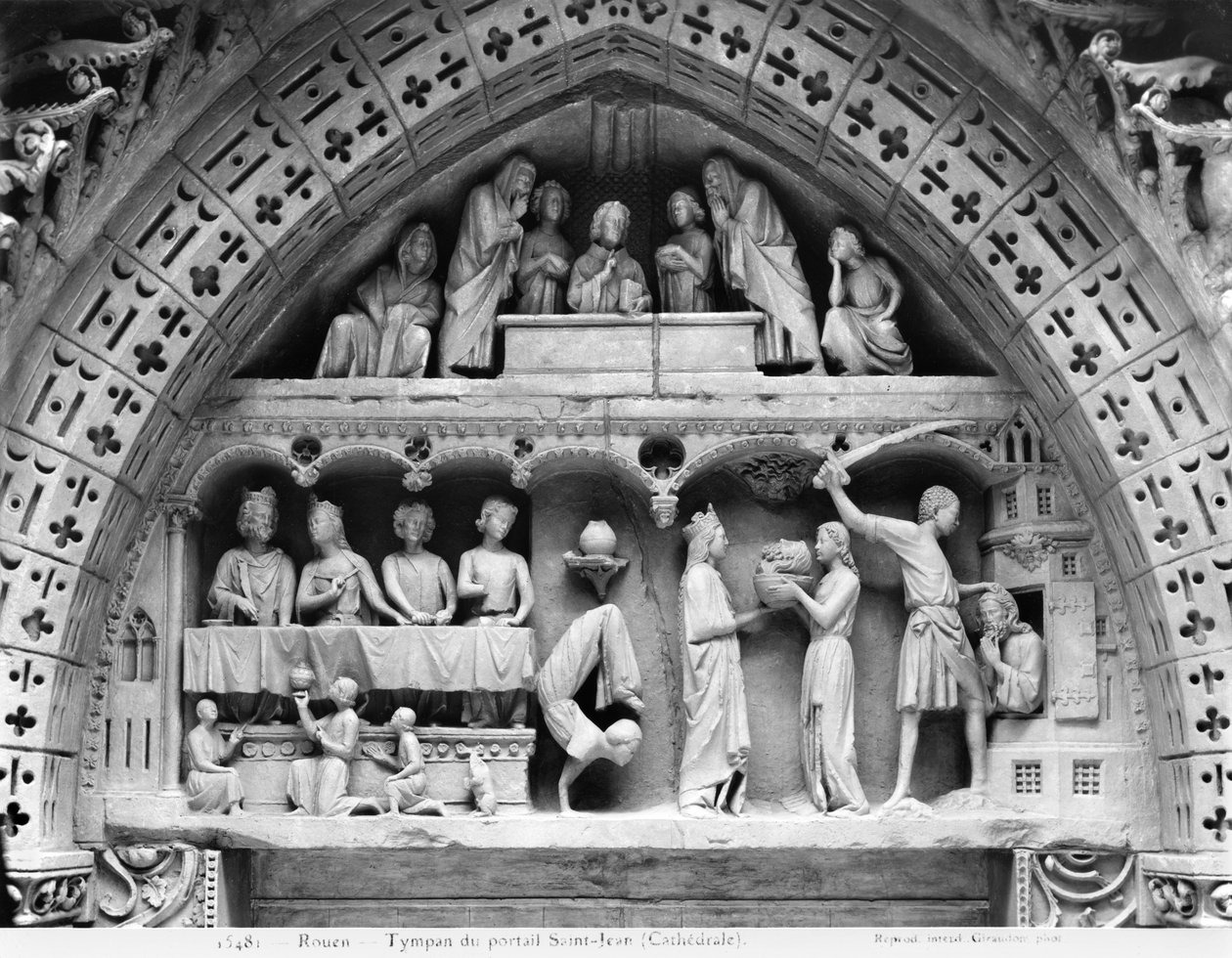 Rouen-Kathedrale, Reproduktion des Tympanons vom Fassadenportal des Heiligen Johannes des Täufers (Gipsabdruck) von French School