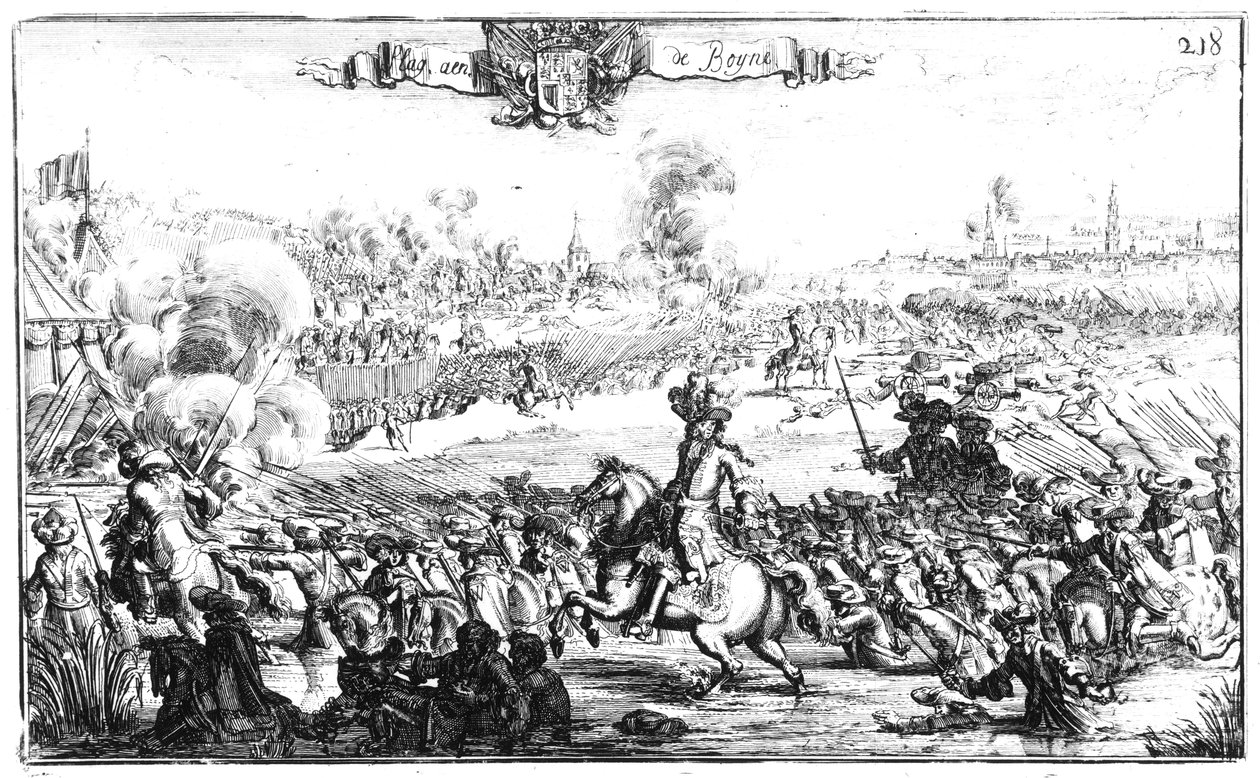 Die Schlacht am Boyne, 1. Juli 1690 von French School