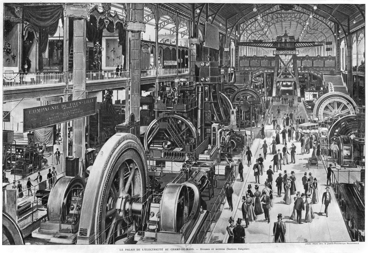 Die französische Galerie für elektrische Maschinen auf der Weltausstellung 1900 von French School