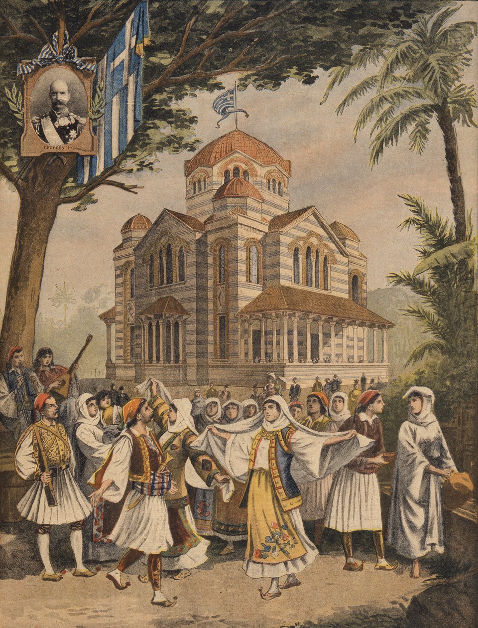 Der griechische Pavillon auf der Weltausstellung 1900 in Paris, Illustration aus Le Petit Journal, 6. Mai 1900 von French School