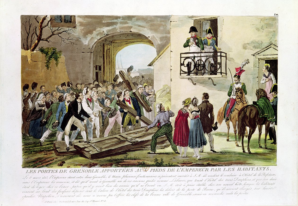 Die Einwohner legen die Tore von Grenoble zu Füßen des Kaisers, 6. März 1815 von French School