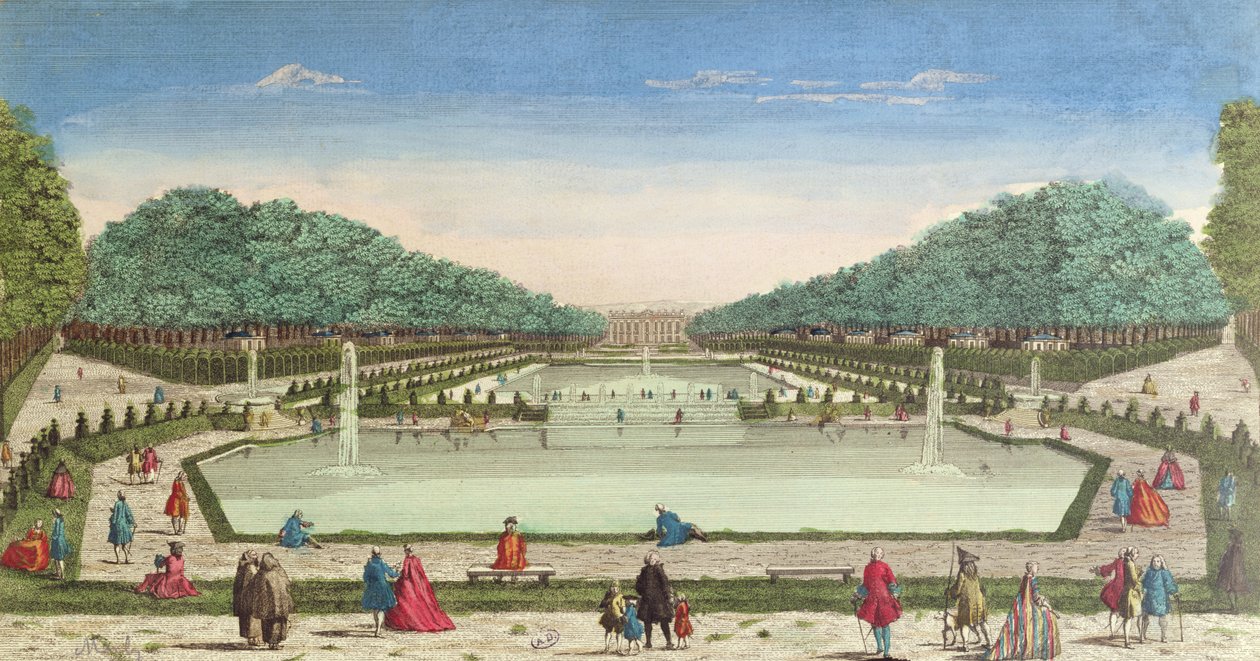 Ansicht der Gärten und des Schlosses von Marly von French School