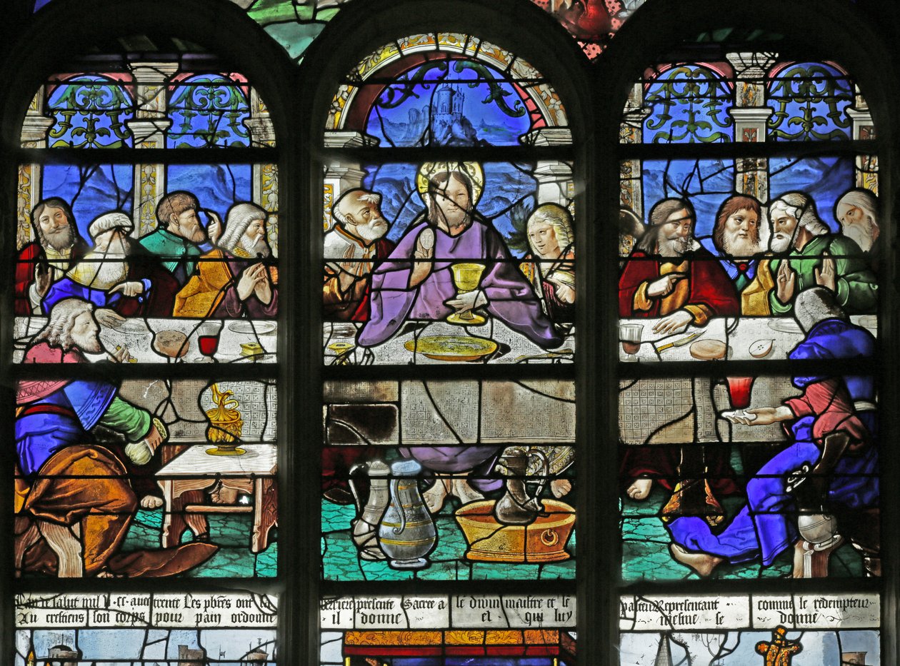 Fenster, das das letzte Abendmahl darstellt (Detail), 1530 von French School
