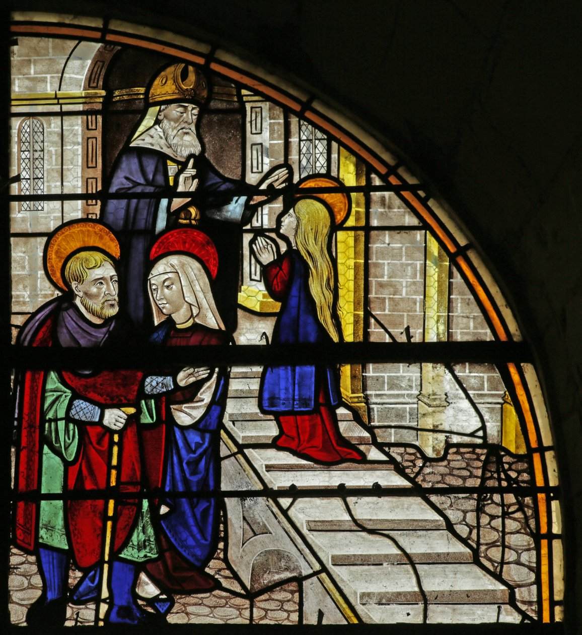 Fenster, das die Geschichte der Jungfrau Maria zeigt: Darstellung im Tempel, 16.-20. Jahrhundert (meist modern) von French School