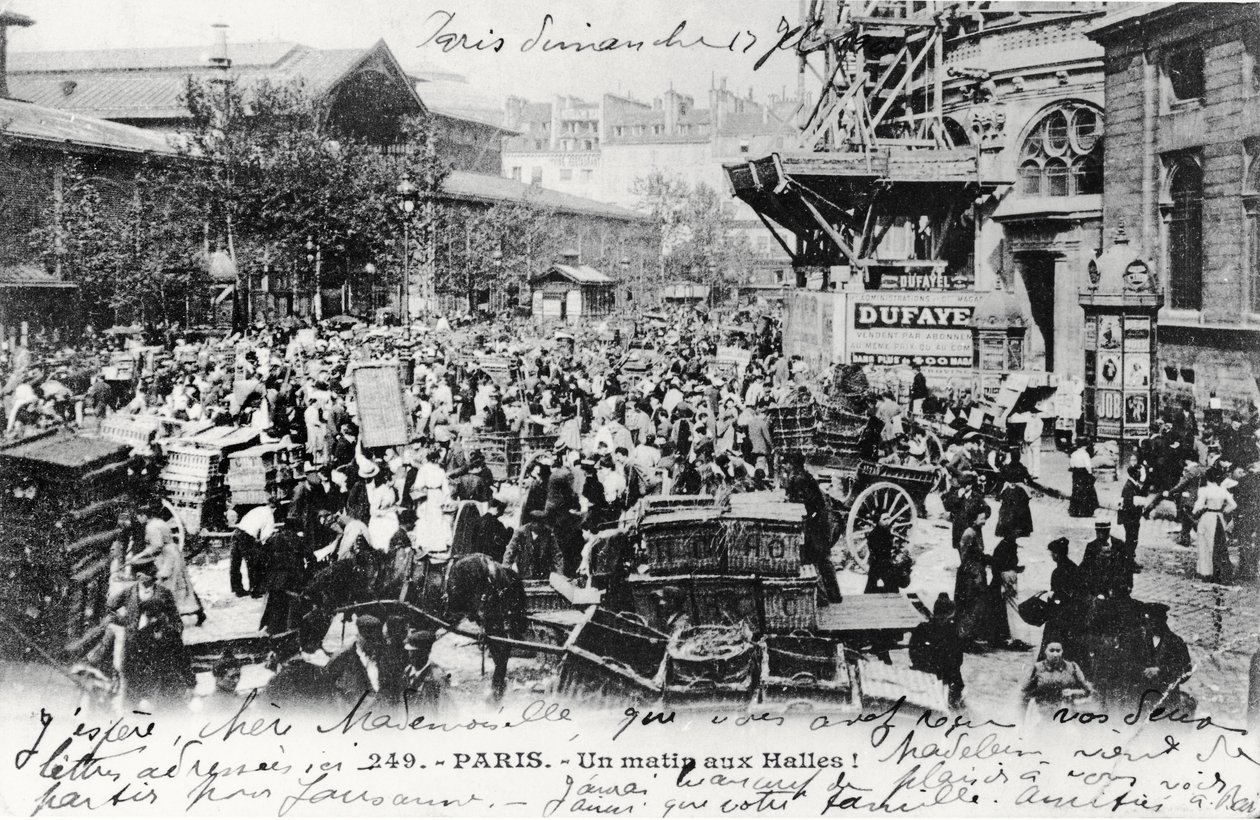Postkarte von Les Halles, Paris, vor 1914 von French Photographer