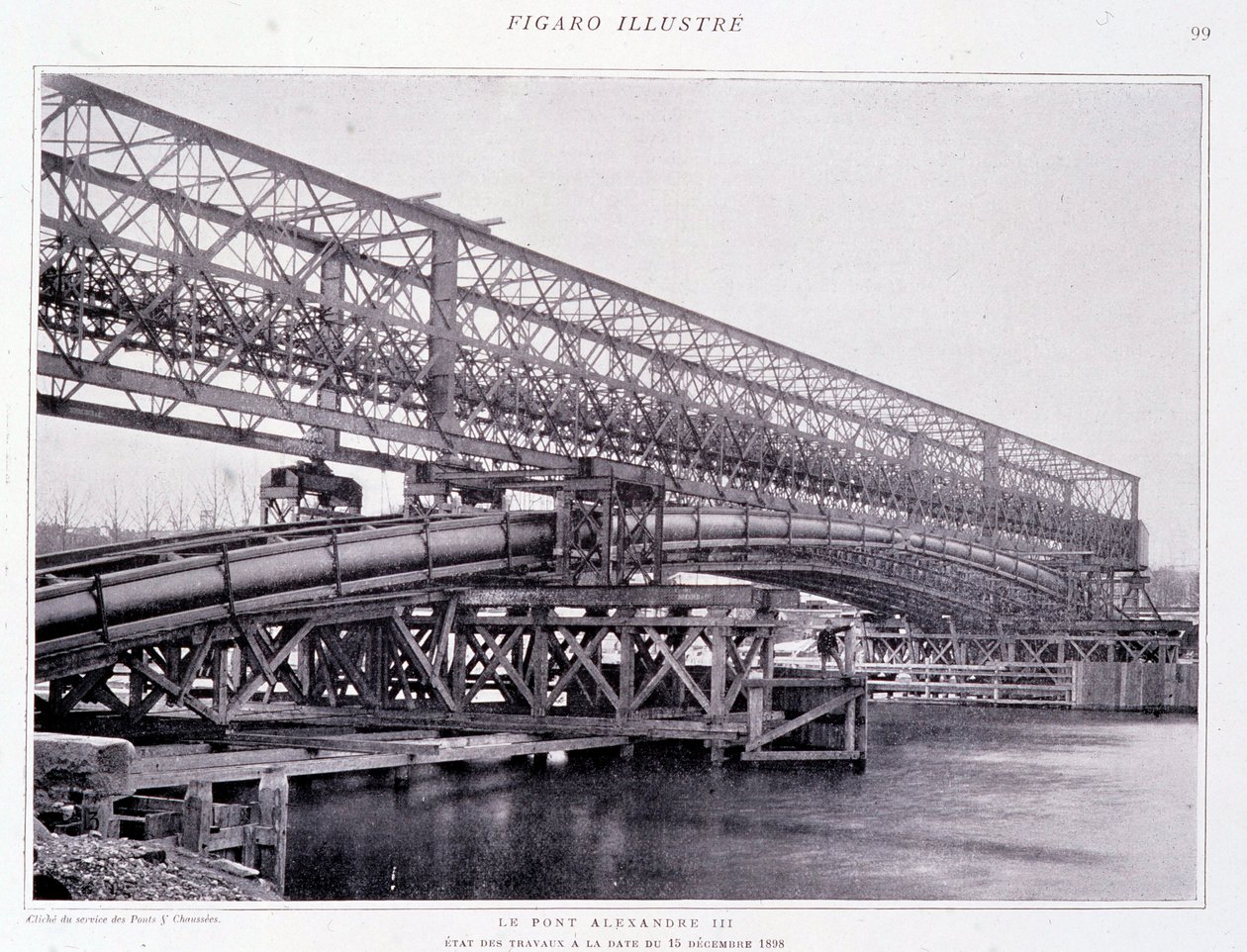 Die Arbeiten an der Brücke Alexander III am 15.12.1898 - in „The Figaro Illustrated“ von French Photographer