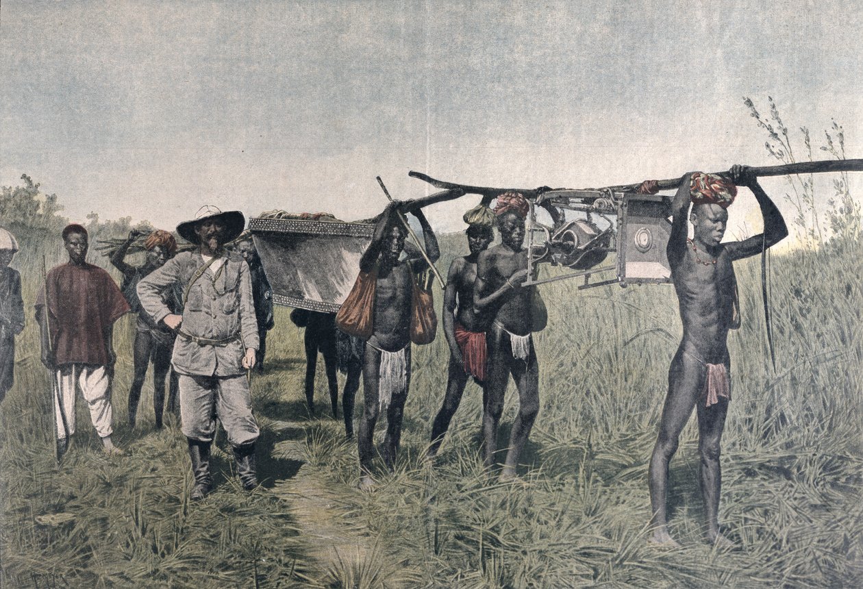 Ein Konvoi auf der Marchand-Mission im Jahr 1898, aus Le Petit Journal, 1899 von French School