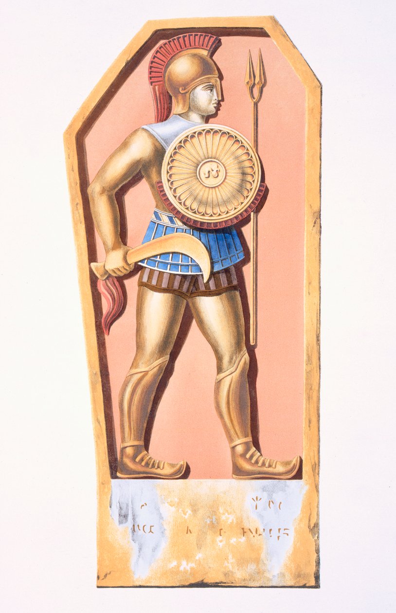 Ein lykaonischer Soldat, Kopie eines Grabsteins aus einer Kolonie in Konya, Türkei, aus Description de l