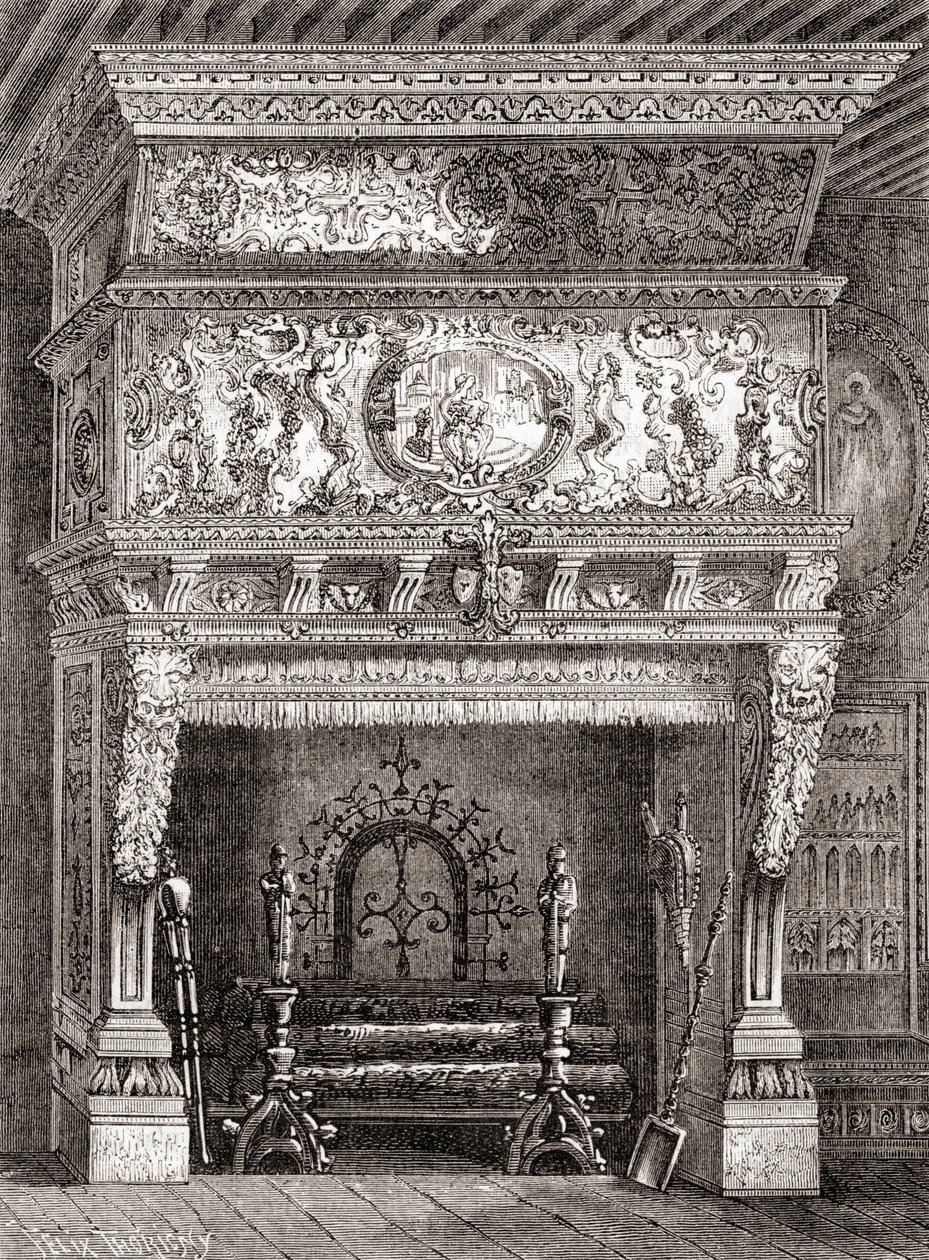 Ein Renaissance-Kamin im Cluny Museum, Paris, Frankreich, aus 