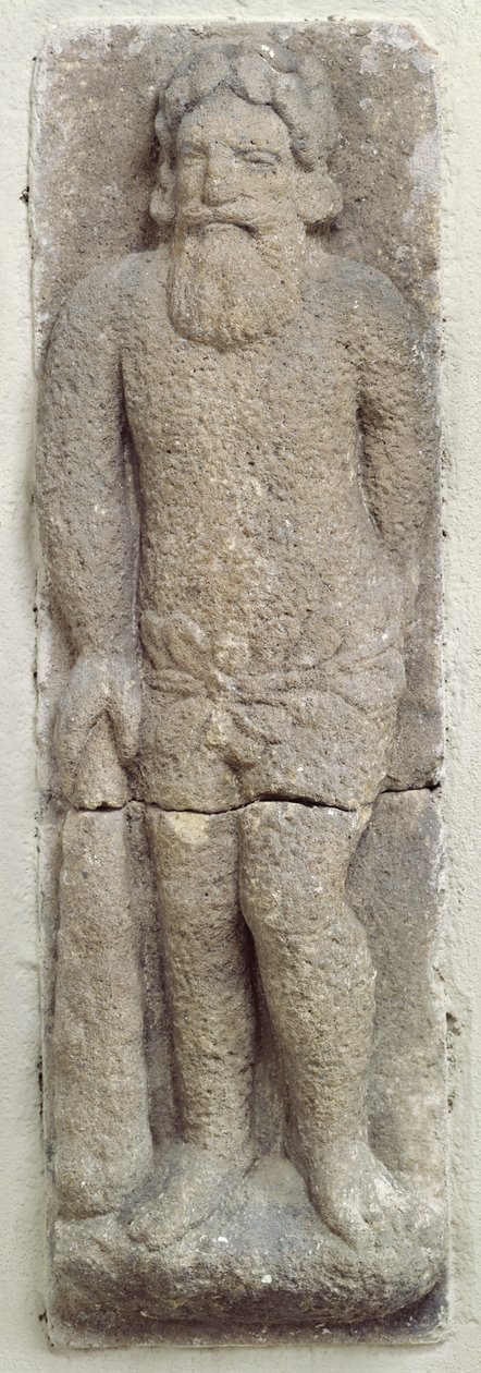 Ein wilder Mann, der seine Keule hält (Sandstein) von French School