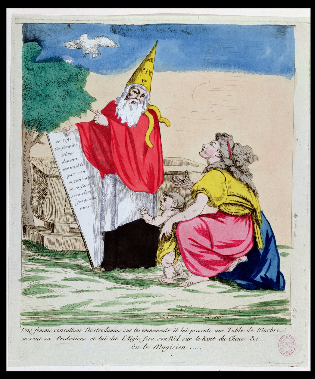 Eine Frau konsultiert Michel Nostradame (Nostradamus) (1503-66), Januar 1790 von French School