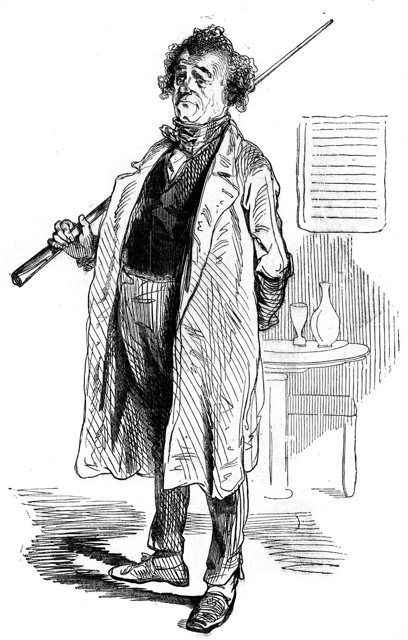 Ein Billardspieler im Estaminet du Cheval Blanc in Paris im 19. Jahrhundert - Gravur in „Tableau-de-Paris“ von Edmond Texier 1852 von French School