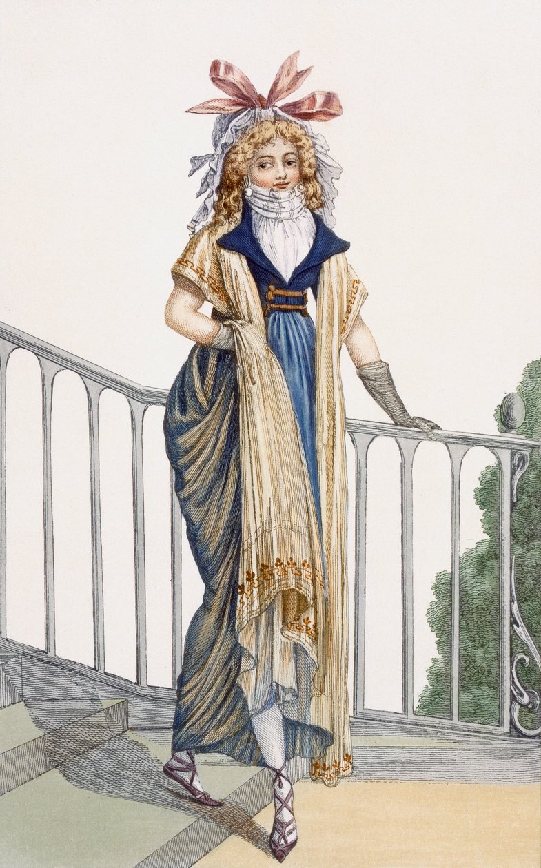 Ein Landspaziergangskleid, Illustration aus Journal des Dames et des Modes, 1797 von French School