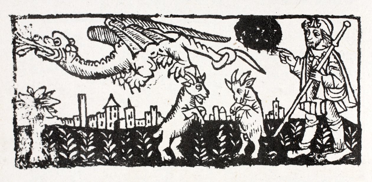 Ein Drache, brennende Ziegen, die in die Luft springen, Le Chemin von St. James von French School
