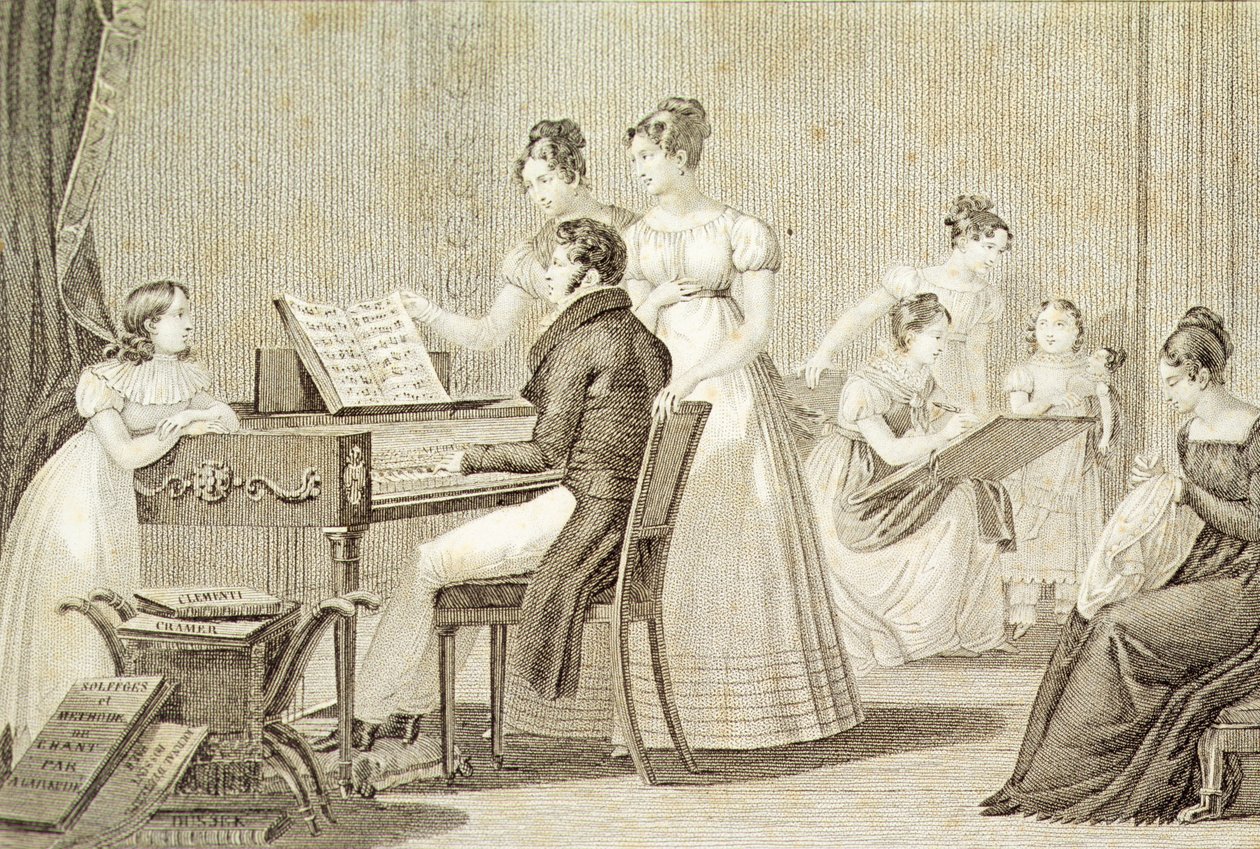 Eine Gesangsstunde für junge Damen (Gravur) von French School