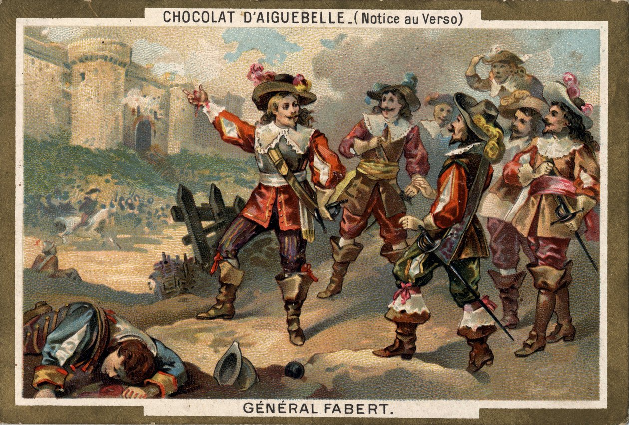 Abraham de Fabert (1599-1662), Maréchal de France, während der Belagerung von Stenay (Département Meuse) im Jahr 1654. Chromolithographie des 19. Jahrhunderts. von French School