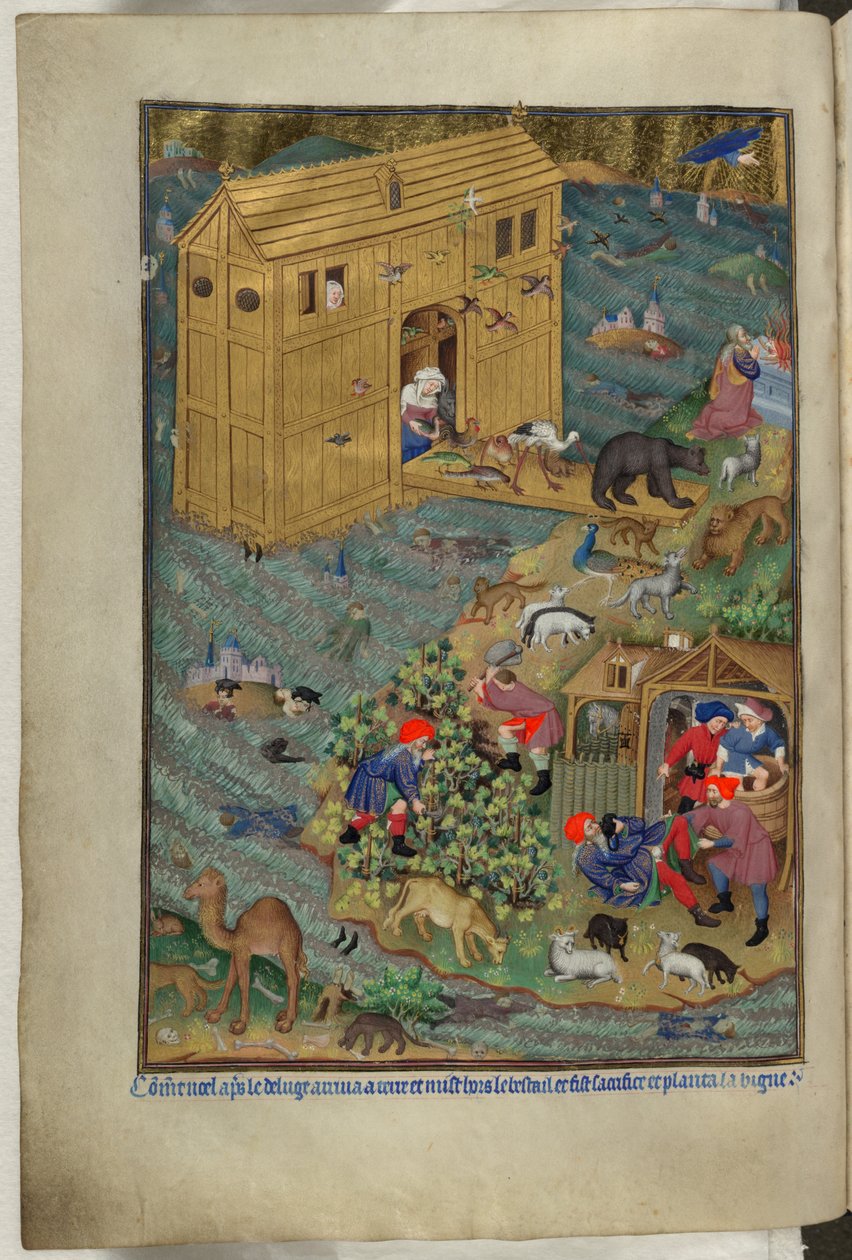 Der Auszug aus der Arche, aus dem Stundenbuch (Die Bedford-Stunden) ca. 1410-30 von French School