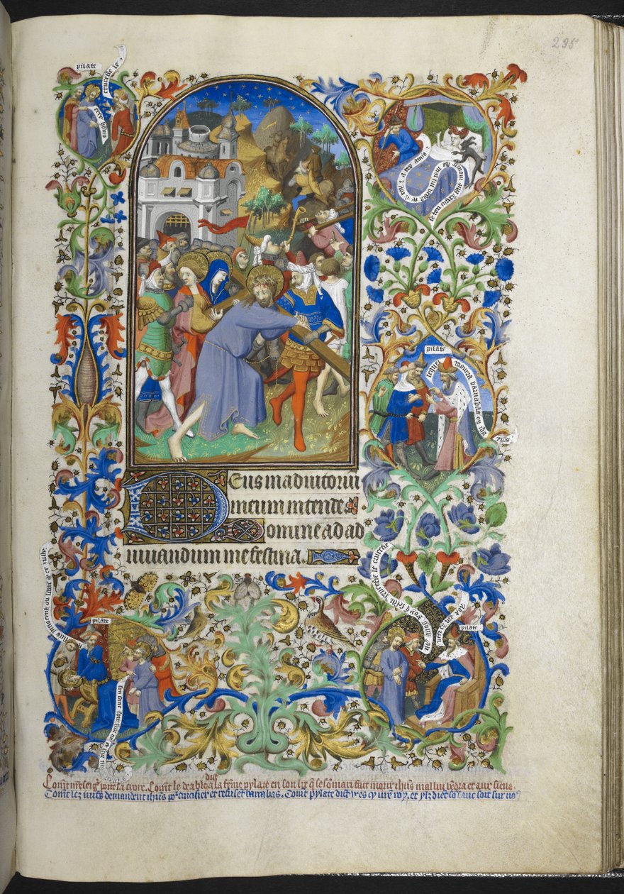 Stunden der Passion [Sext], Christus trägt das Kreuz, aus dem Stundenbuch (The Bedford Hours) ca. 1410-30 von French School