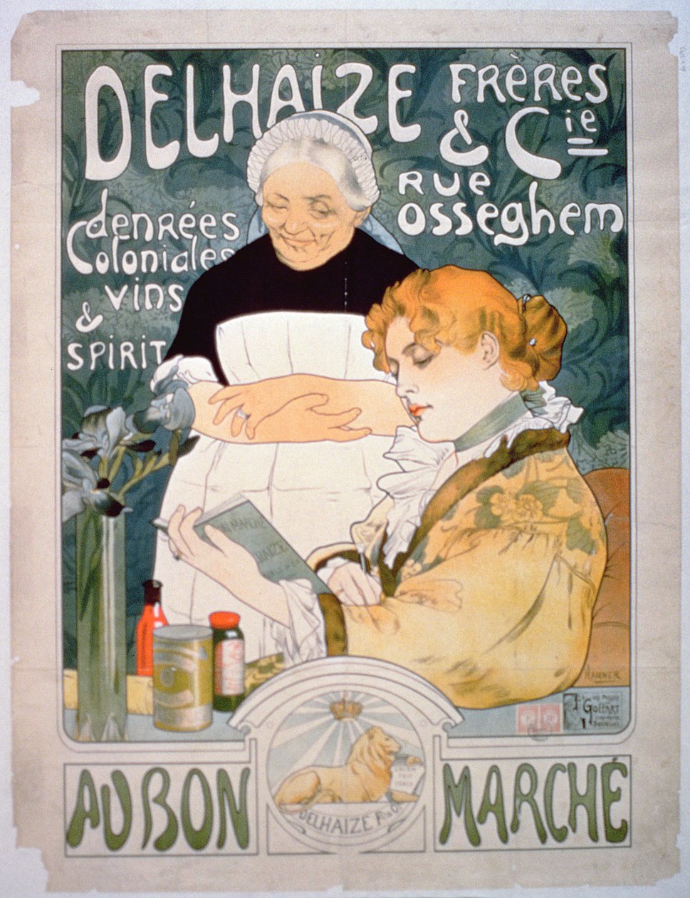 Werbung für Delhaize, Brüder und Co. im Bon Marché von French School